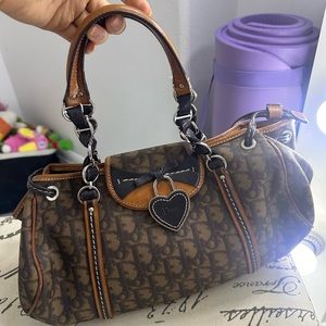 DIOR HEART ROMANTIQUE MONOGRAM SHOULDER BAG IN BROWN / TAN